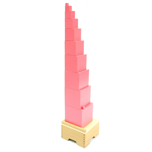 Drvena pink kula od kocki Montesori 14037  
